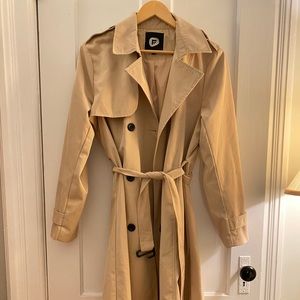 Beige Tan Double Breasted Trench Coat